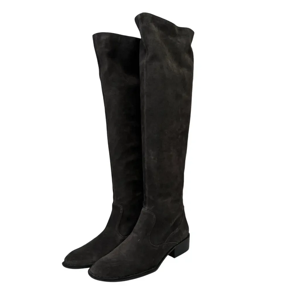Born Women's Over the Knee Boot Crown Cady 2 SZ 7.5 Grey Suede Relaxed Slouchy